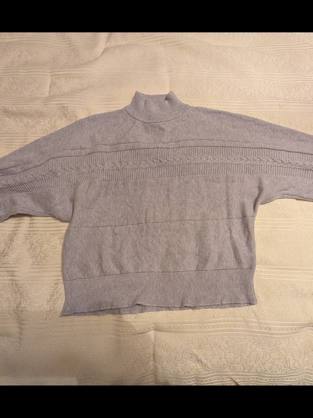 Elie Tahari Pale Gray Mock Neck Sweater